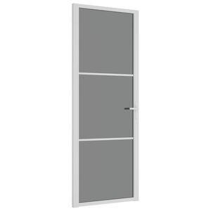 vidaXL Drzwi wewnętrzne, 76x201,5 cm, białe, szkło ESG i aluminium