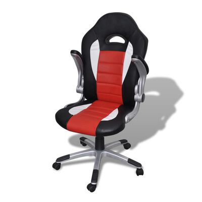 Nowoczesny skórzany fotel biurowy (Czerwony)