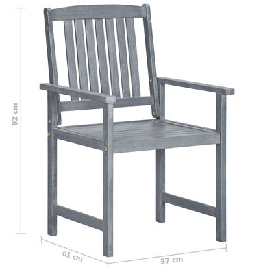 vidaXL Krzesła ogrodowe, poduszki, 8 szt., lite drewno akacjowe, szare