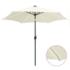 vidaXL Parasol ogrodowy z LED i aluminiowym słupkiem, 300 cm, piaskowy