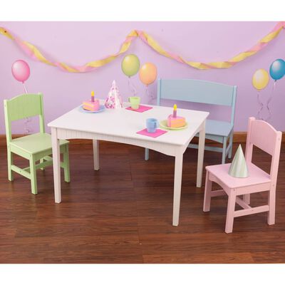 KidKraft Stolik z ławką i krzesłami, dla dzieci, Nantucket, pastelowe