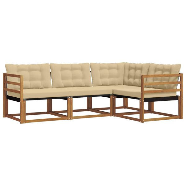 vidaXL Zestaw sof na zewnątrz z poduszką 4 pcs Naturalny i Beżowy
