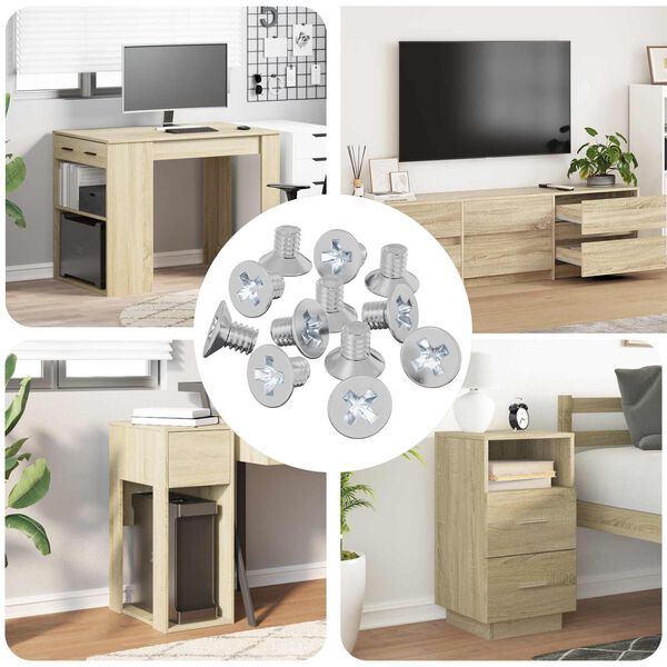 vidaXL Śruby z wpuszczonym łbem 12 pcs Srebrny M4 x 6 mm Żelazo