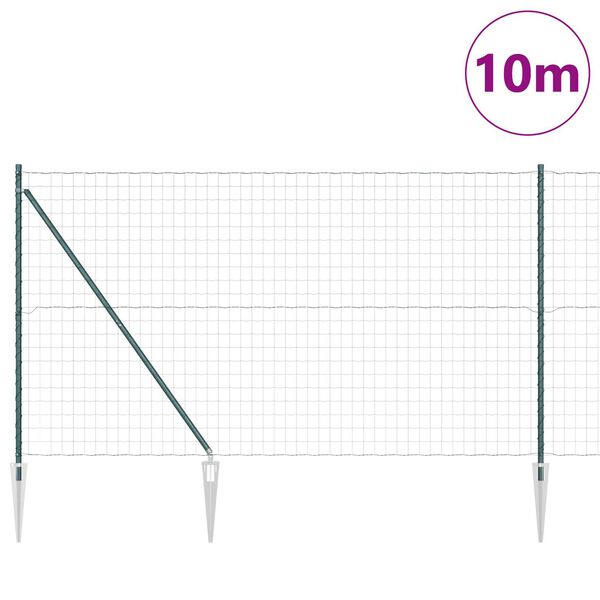 vidaXL Ogrodzenie z słupkiem Zielony 1,6 x 10 m Stal i PVC