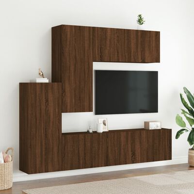 vidaXL 5-cz. zestaw mebli TV, brązowy dąb, materiał drewnopochodny
