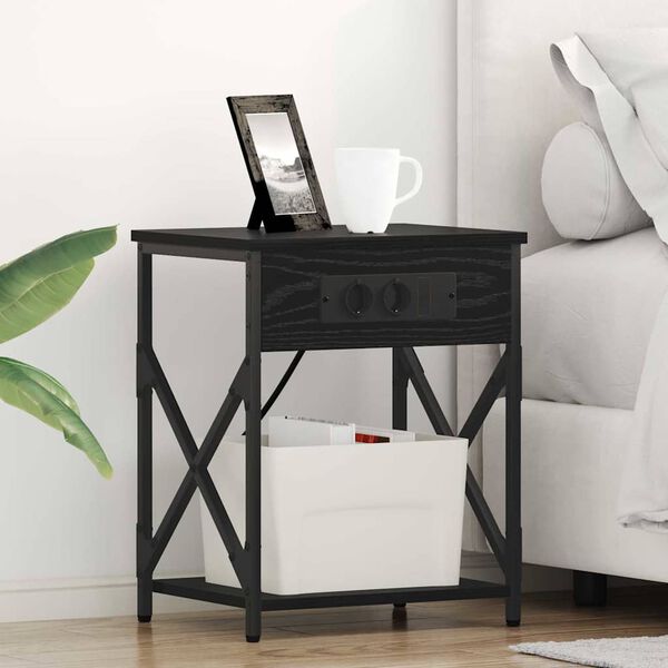 vidaXL Szafka Nocna Czarny Dąb 41 x 31 x 51 cm Materiał drewnopochodny