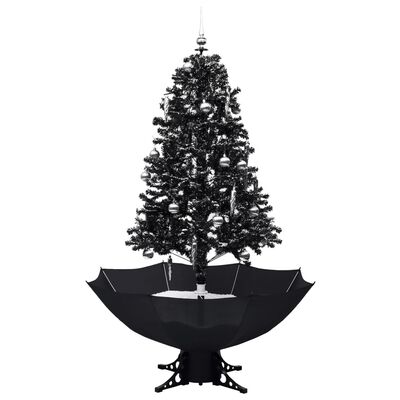 vidaXL Choinka sypiąca śniegiem, podstawa parasolowa, czarna, 170 cm