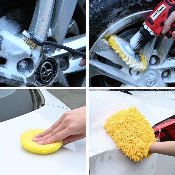 vidaXL Zestaw szczotek do samochodu Wielokolorowe polirattan