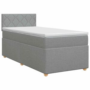 vidaXL Ł&oacute;żko kontynentalne z materacem jasnoszary 90 x 190 cm tkanina