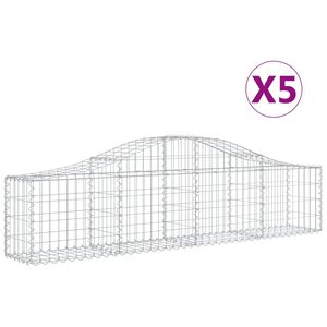 vidaXL Kosze gabionowe, 5 szt, 200x30x40/60 cm, galwanizowane żelazo