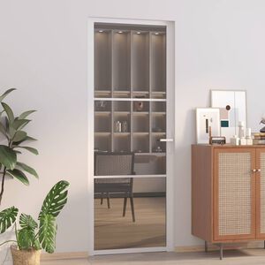 vidaXL Drzwi wewnętrzne, 76x201,5 cm, białe, szkło ESG i aluminium