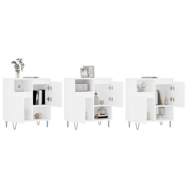 vidaXL Szafki, 3 szt., biały, materiał drewnopochodny