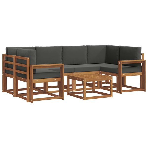 vidaXL Zestaw sof na zewnątrz z poduszką 7 pcs Naturalny i Antracytowy