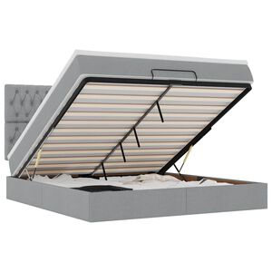 vidaXL Rama ł&oacute;żka otomana z materacem, jasnoszara, 180x200 cm, tkanina