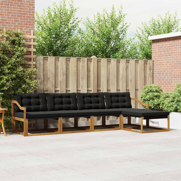 vidaXL Zestaw sof na zewnątrz z poduszką 5 pcs Naturalny i czarny