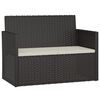 vidaXL Ławka ogrodowa z poduszkami, czarna, 105 cm, polirattan