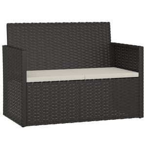 vidaXL Ławka ogrodowa z poduszkami, czarna, 105 cm, polirattan