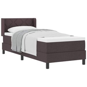 vidaXL Ł&oacute;żko sprężynowe z poduszką Ciemny brąz 200 x 80 cm tkanina