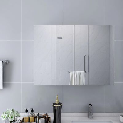 vidaXL Szafka łazienkowa z lustrem, biała, 80x15x60 cm, MDF