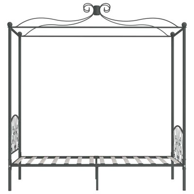 vidaXL Rama łóżka z baldachimem, szara, metalowa, 100 x 200 cm