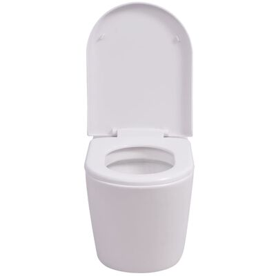 vidaXL Podwieszana toaleta ceramiczna, biała
