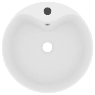 vidaXL Umywalka z przelewem, matowa biel, 36x13 cm, ceramiczna