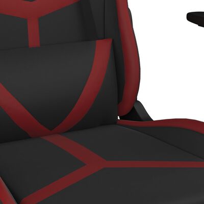 vidaXL Masujący fotel gamingowy z podnóżkiem, czarny i winna czerwień