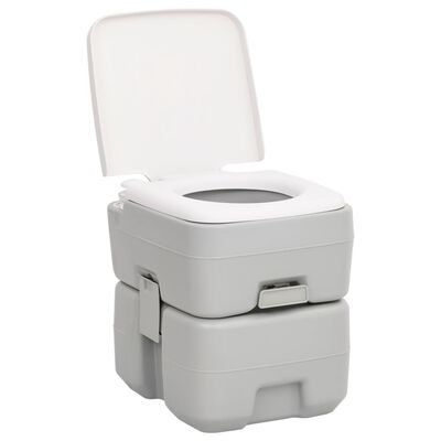 vidaXL Przenośna toaleta turystyczna, szaro-biała, 20+10 L, HDPE