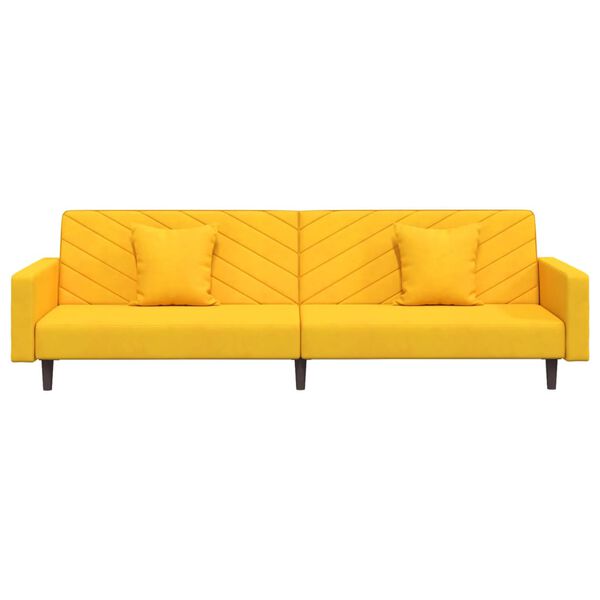 vidaXL 2-osobowa kanapa, 2 poduszki, ż&oacute;łta, aksamitna