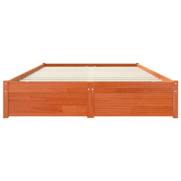 vidaXL Ramka ł&oacute;żka Woskowy Brąz 140 x 200 cm Lite drewno sosnowe