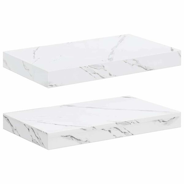 vidaXL P&oacute;łka ścienna 2 pcs Biały marmur 40 x 23,5 x 4 cm
