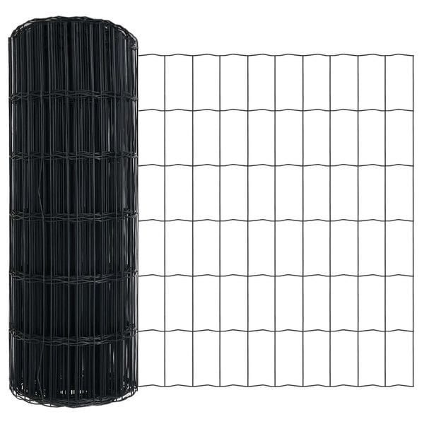 vidaXL Ogrodzenie Euro Szary 0.8 x 10 m Żelazo pokryte PVC