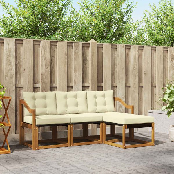 vidaXL Zestaw sof na zewnątrz z poduszką 4 pcs Naturalny i Kremowy