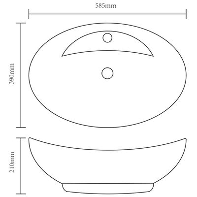 Umywalka ceramiczna owalna z otworem na kran oraz przelewem