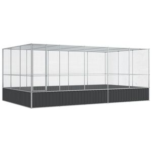 vidaXL Woliera z przedłużeniem, srebrna, 518x307x212 cm, stal