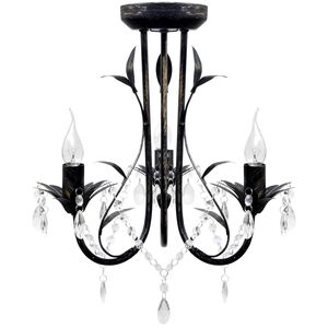 vidaXL Art Nouveau Żyrandol z kryształkami, metal, czarny 3 x E14 żar&oacute;wki