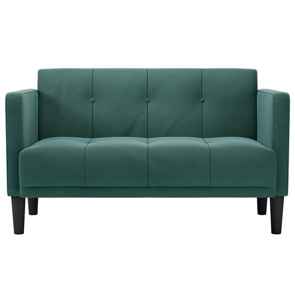 vidaXL Sofa dwuosobowa Ciemnozielona 111 cm Aksamit