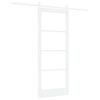 vidaXL Drzwi przesuwne Biały 83 x 202 cm Lite drewno sosnowe i szkło