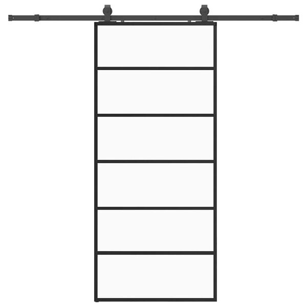 vidaXL Drzwi przesuwne z zestawem okuć czarne 90x205 cm ESG szkło