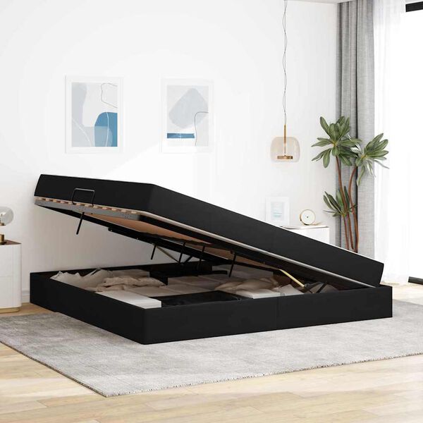 vidaXL Ł&oacute;żko z miejscem na przechowywanie i materacem Czarny Aksamit