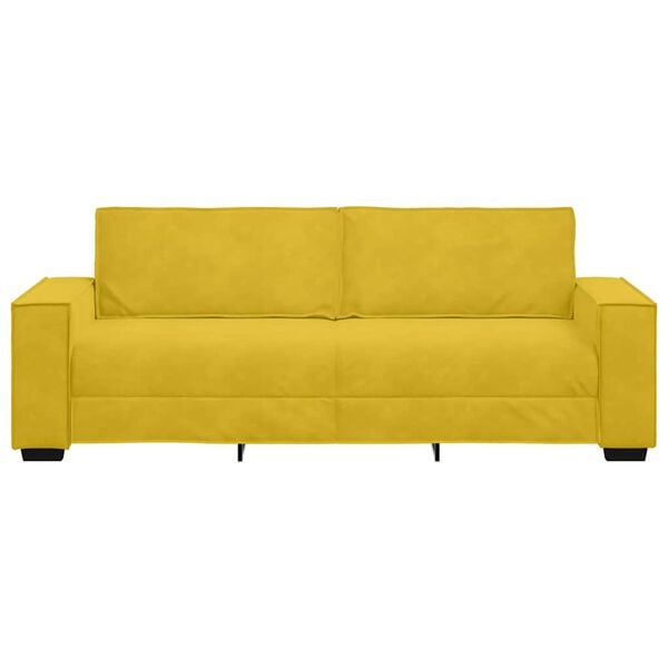 vidaXL Sofa 3-osobowa, ż&oacute;łty, 220x78x84 cm, tapicerowana aksamitem
