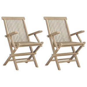 vidaXL Krzesła składane 2 szt. Szare 56x61x89 cm Drewno lite Tekowe