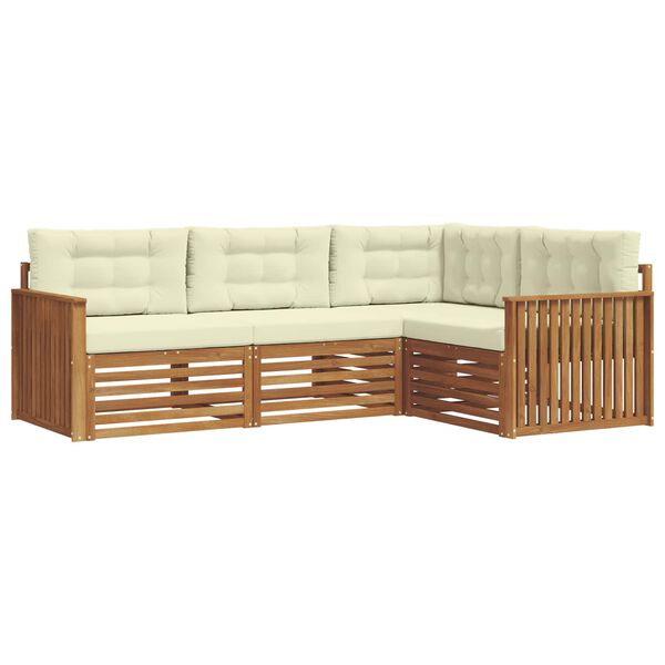 vidaXL Zestaw sof na zewnątrz z poduszką 4 pcs Naturalny i Kremowy