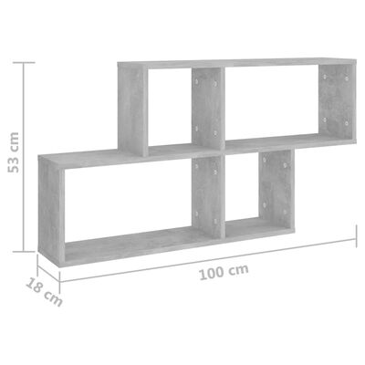 vidaXL Półka ścienna, szarość betonu, 100x18x53 cm, płyta wiórowa