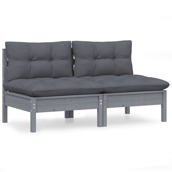 vidaXL 2-osobowa sofa ogrodowa z antracytowymi poduszkami, sosnowa