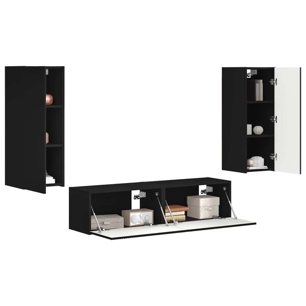 vidaXL Zestaw szafek RTV 2 pcs Czarny Materiał drewnopochodny