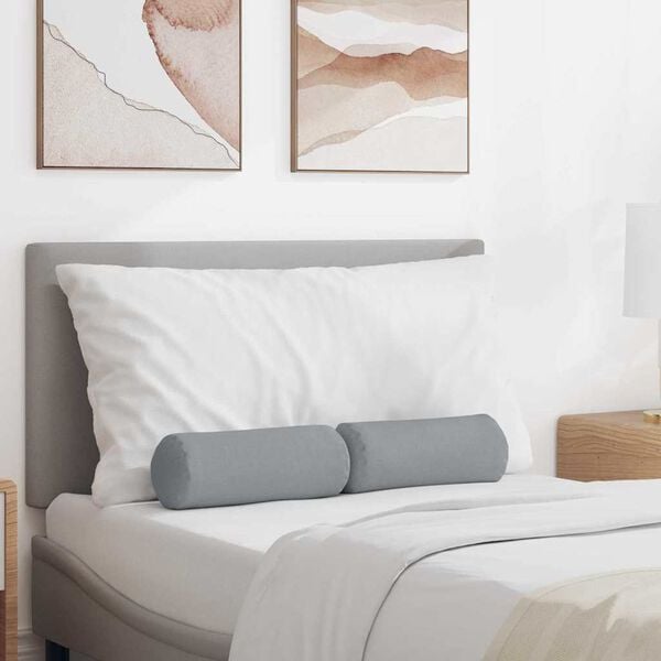 vidaXL Poduszki Wałkowe 2 pcs Jasnoszary &Oslash; 15 x 40 cm tkanina