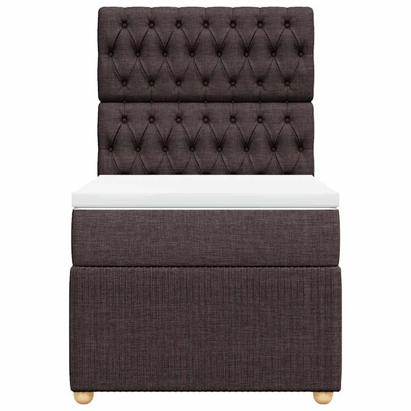 vidaXL Ł&oacute;żko kontynentalne z materacem, brązowe, tkanina, 90x200 cm