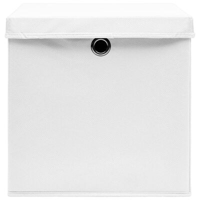 vidaXL Pudełka z pokrywami, 10 szt., 28x28x28 cm, białe