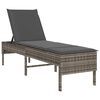 vidaXL Leżak z poduszką Szary 55x200x44cm Polirattan